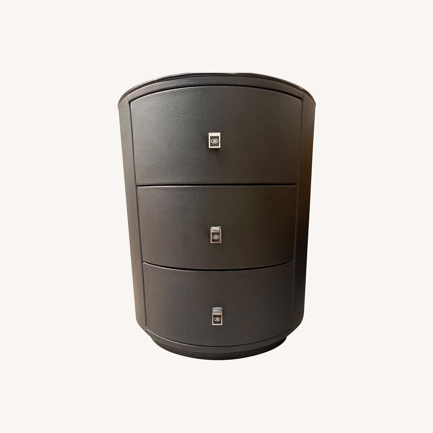 DeRUCCI Black Leather Nightstands - image-0