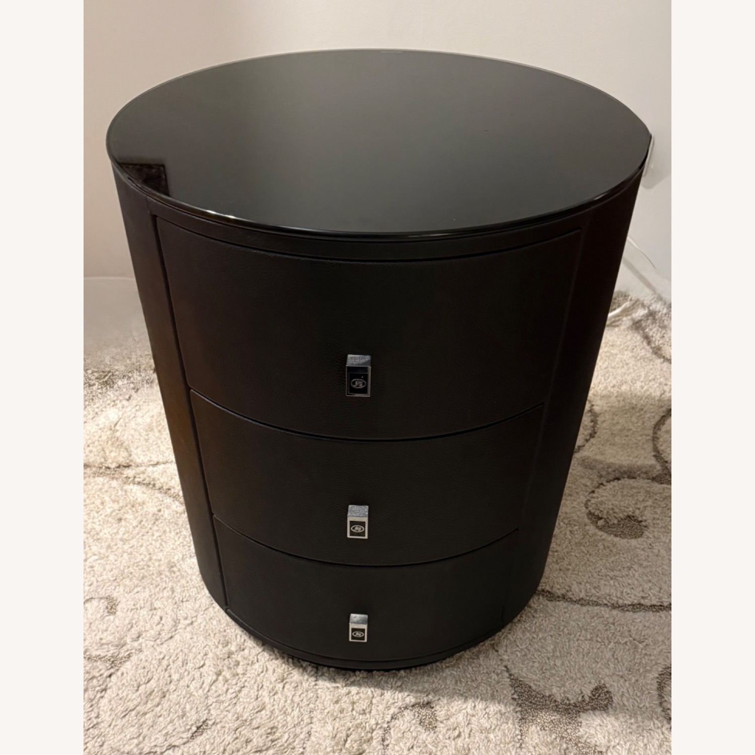 DeRUCCI Black Leather Nightstands - image-4