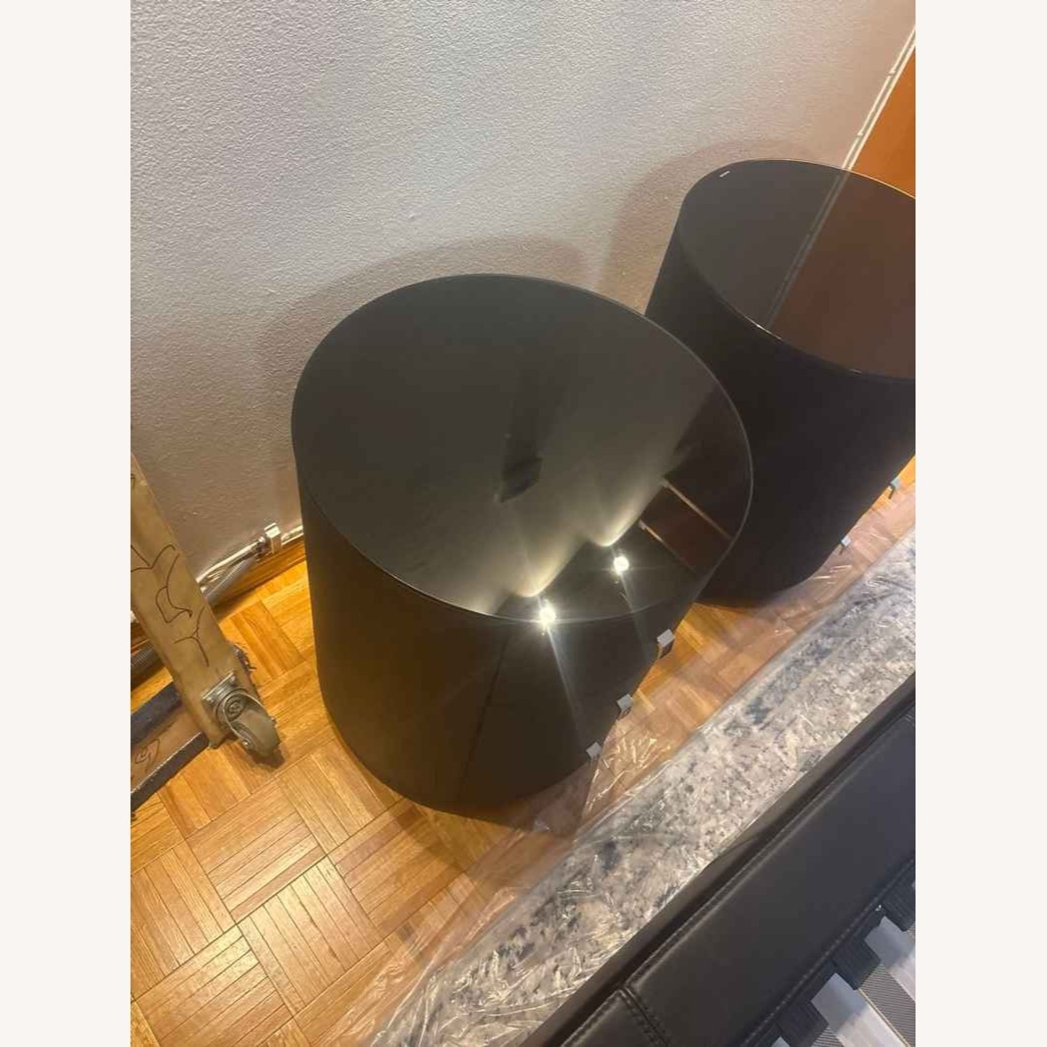 DeRUCCI Black Leather Nightstands - image-5