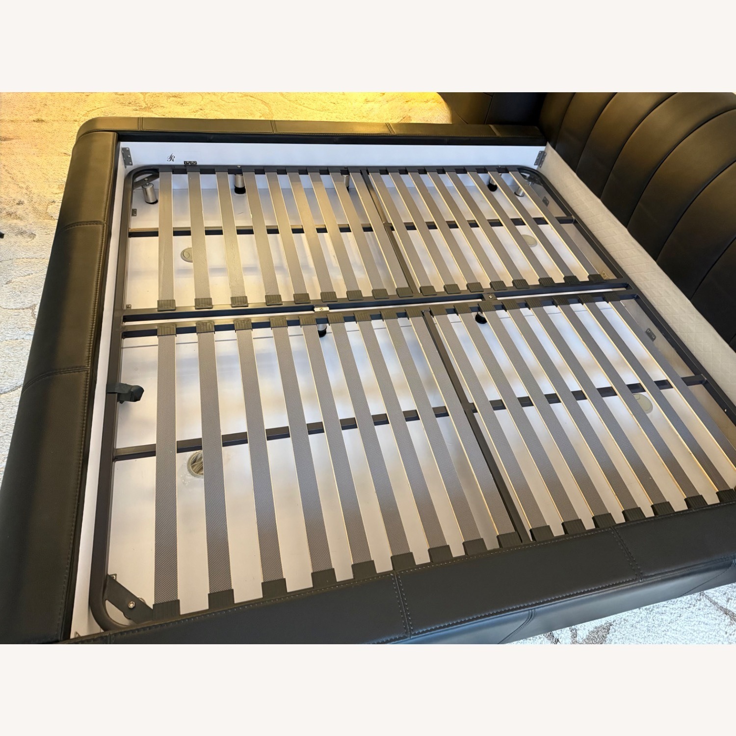 Black Leather King Bed Frame - image-2