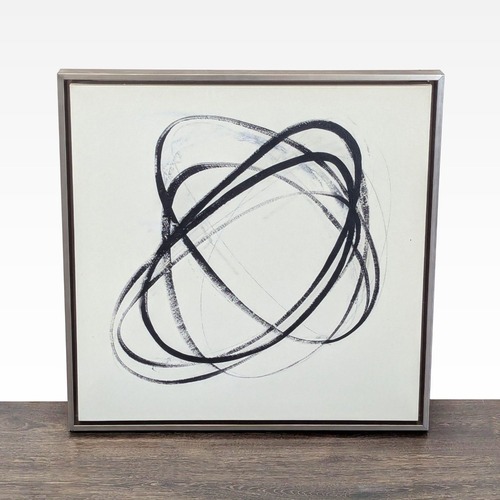 Used Modern Abstract Black and White Framed Painting	 for sale on AptDeco