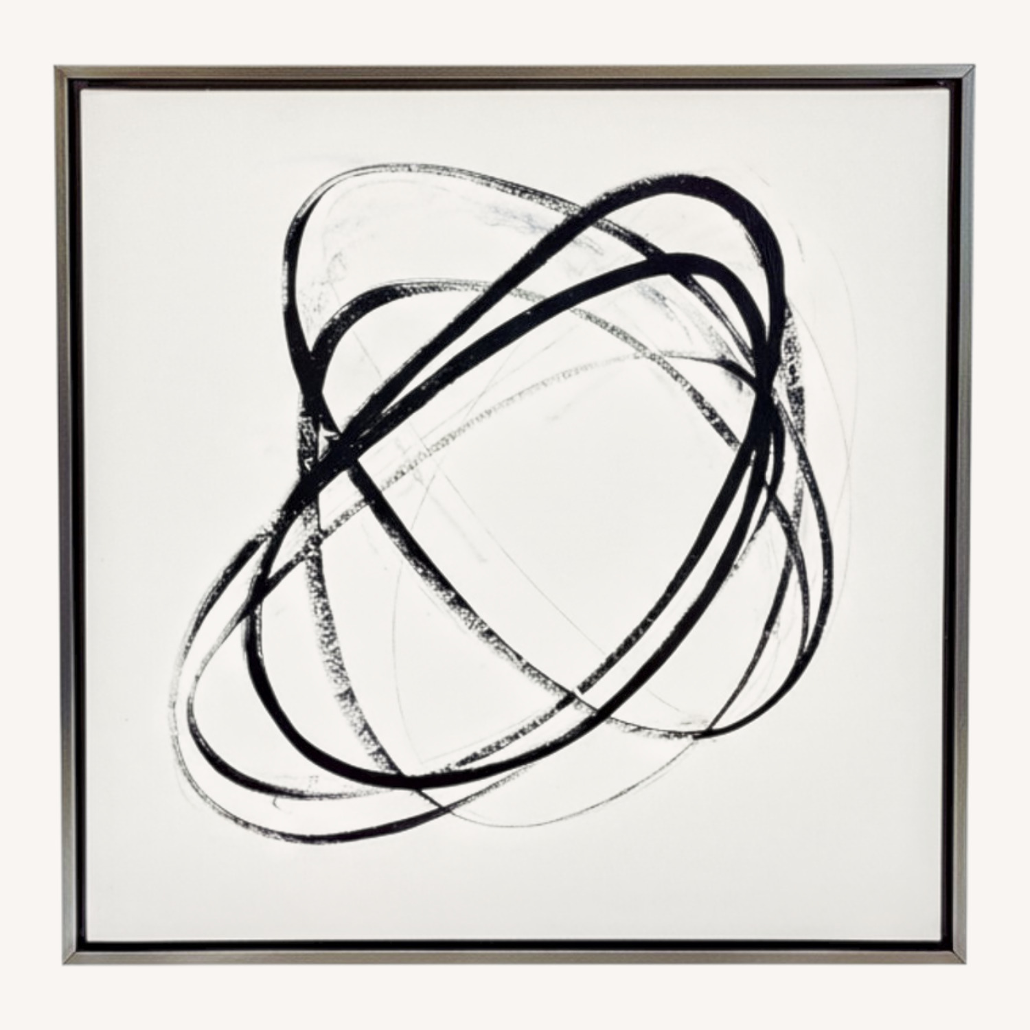 Modern Abstract Black and White Framed Painting - image-0