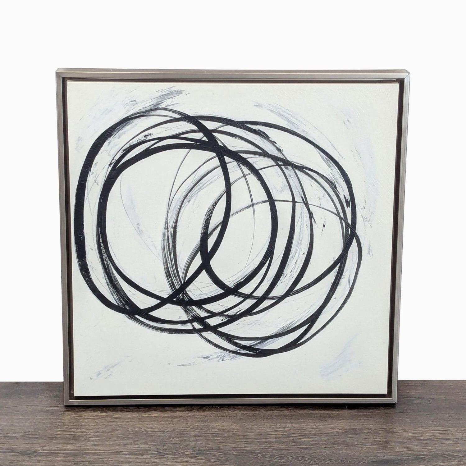 Modern Abstract Black and White Swirl Framed - image-2