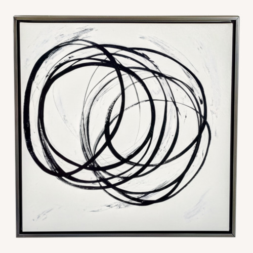 Used Modern Abstract Black and White Swirl Framed for sale on AptDeco