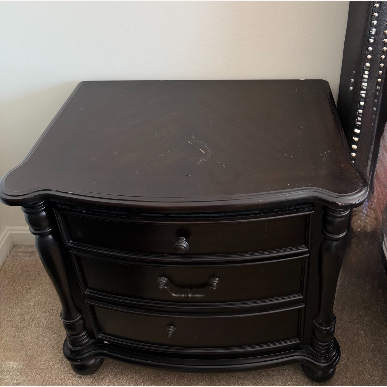 Dark Brown Wood Nightstand - image-4