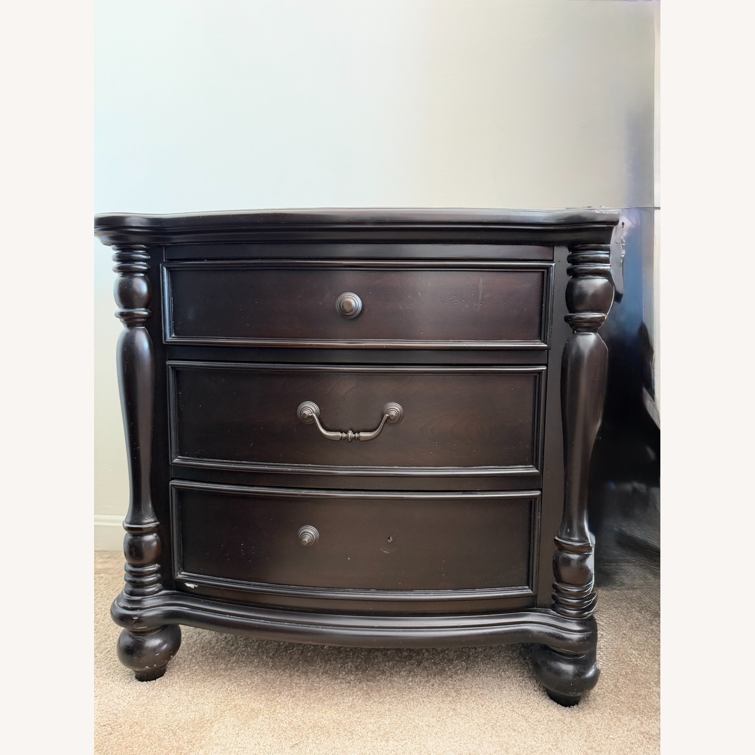 Dark Brown Wood Nightstand - image-3