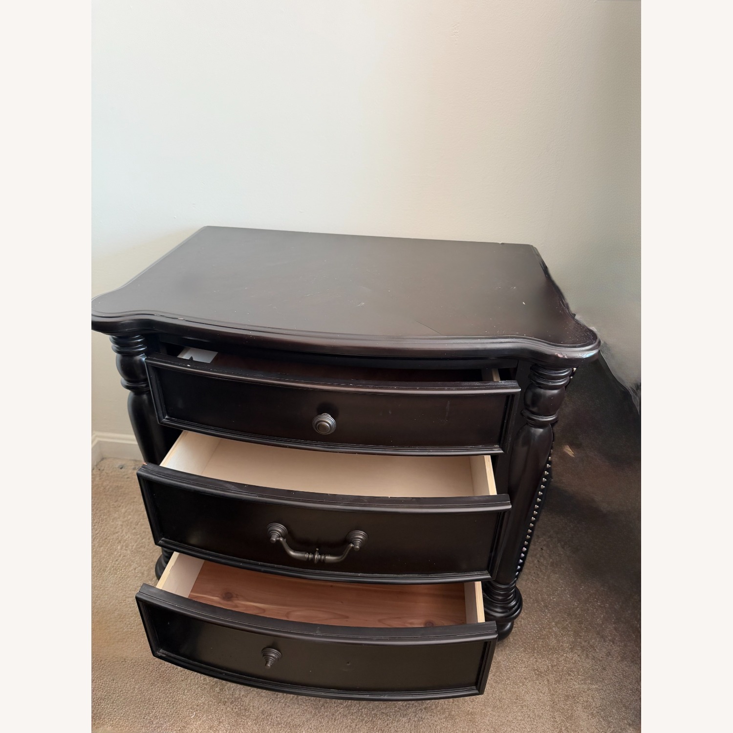 Dark Brown Wood Nightstand - image-1