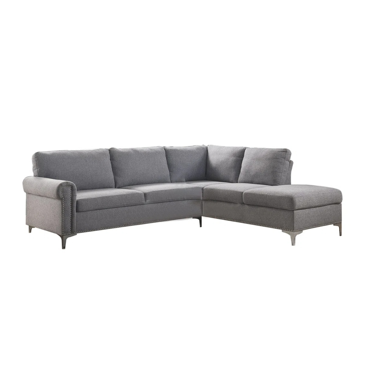 Orren Ellis Modern Gray L-Shaped Sectional - image-4