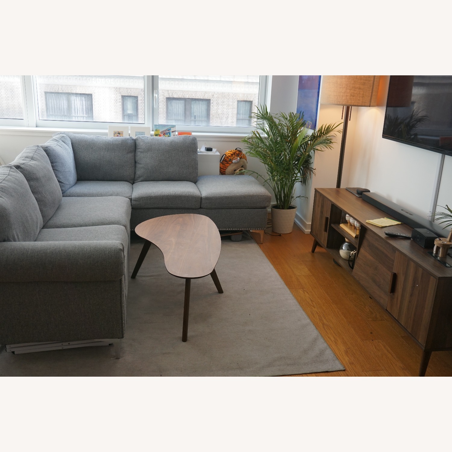 Orren Ellis Modern Gray L-Shaped Sectional - image-1