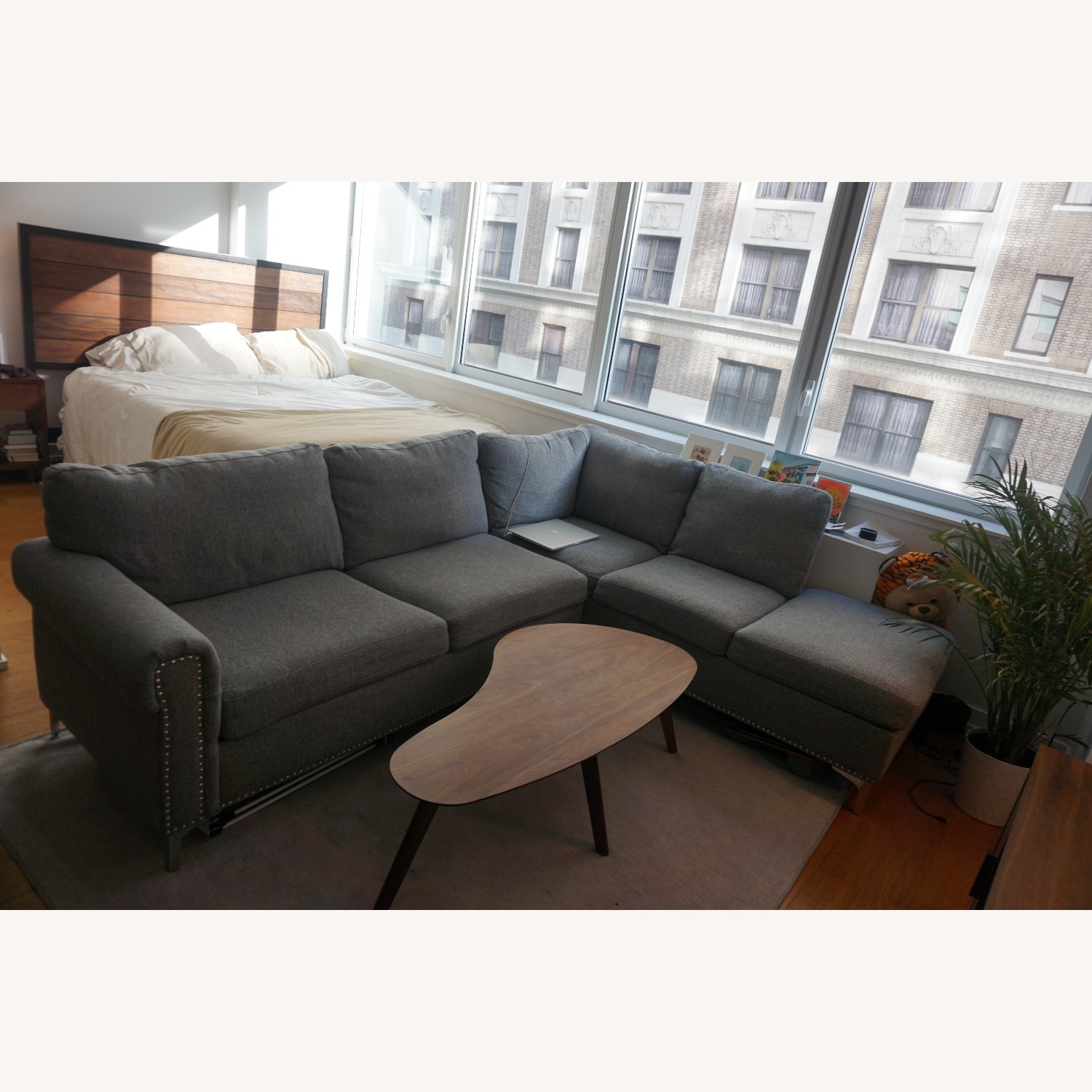 Orren Ellis Modern Gray L-Shaped Sectional - image-2