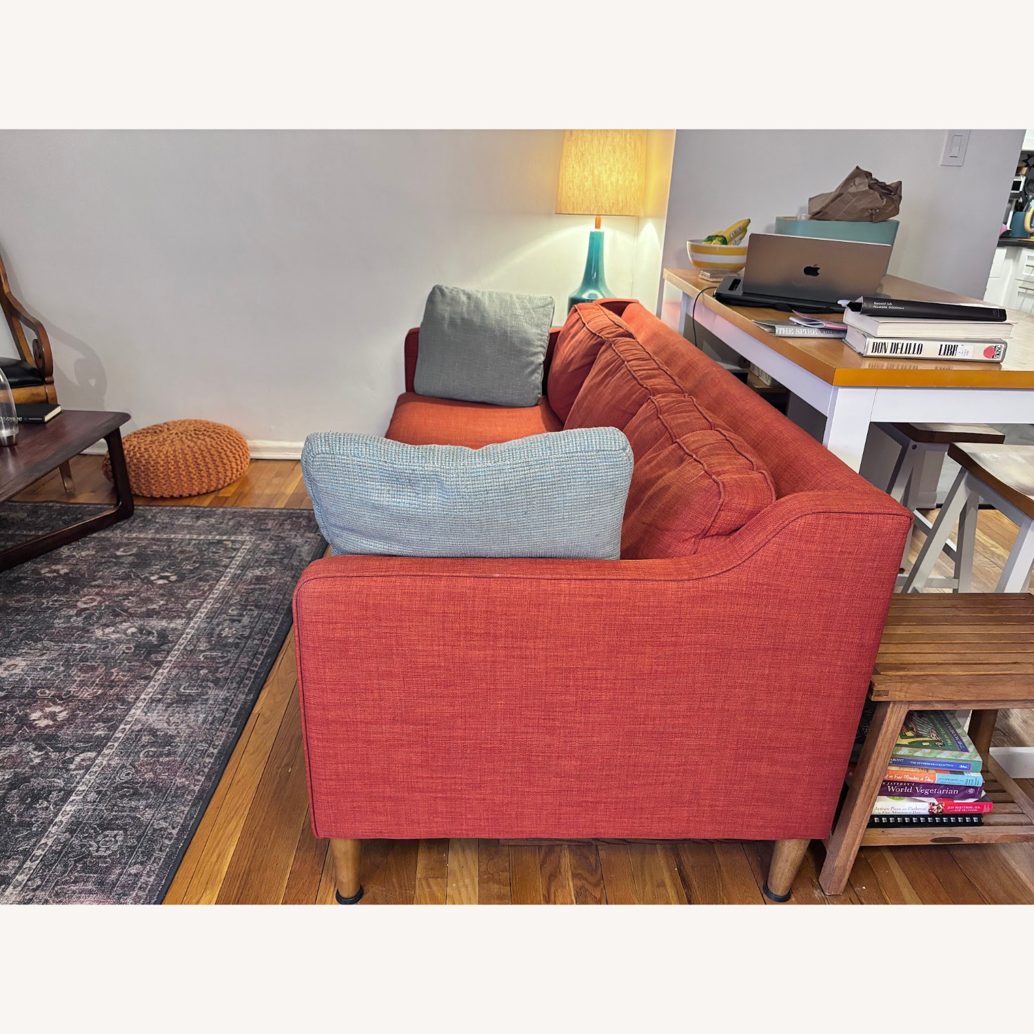 West Elm Hamilton Burnt Orange Fabric 3 Seat Sofa - image-4