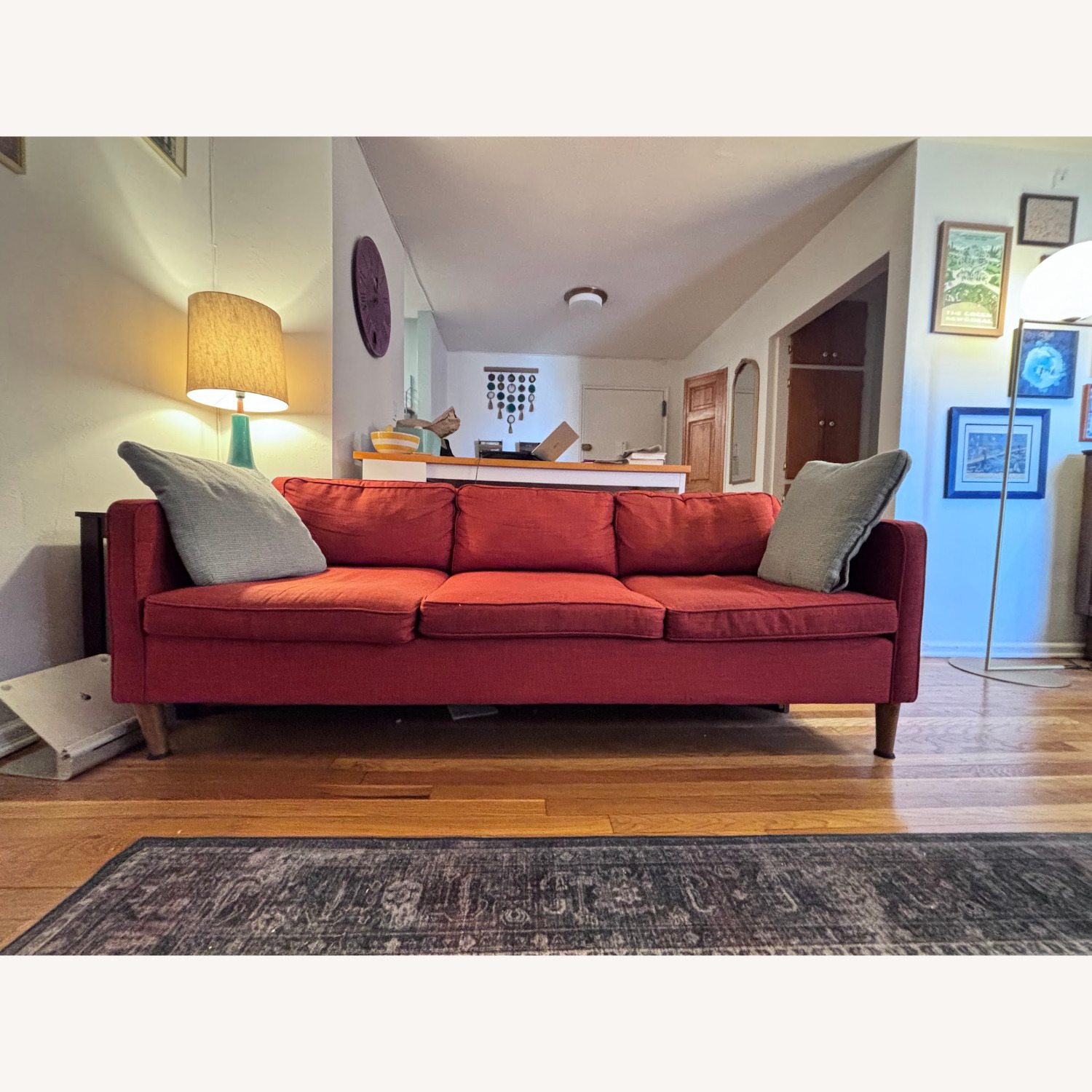 West Elm Hamilton Burnt Orange Fabric 3 Seat Sofa - image-3