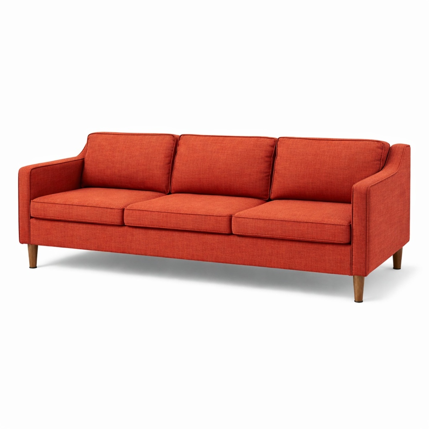 West Elm Hamilton Burnt Orange Fabric 3 Seat Sofa - image-8