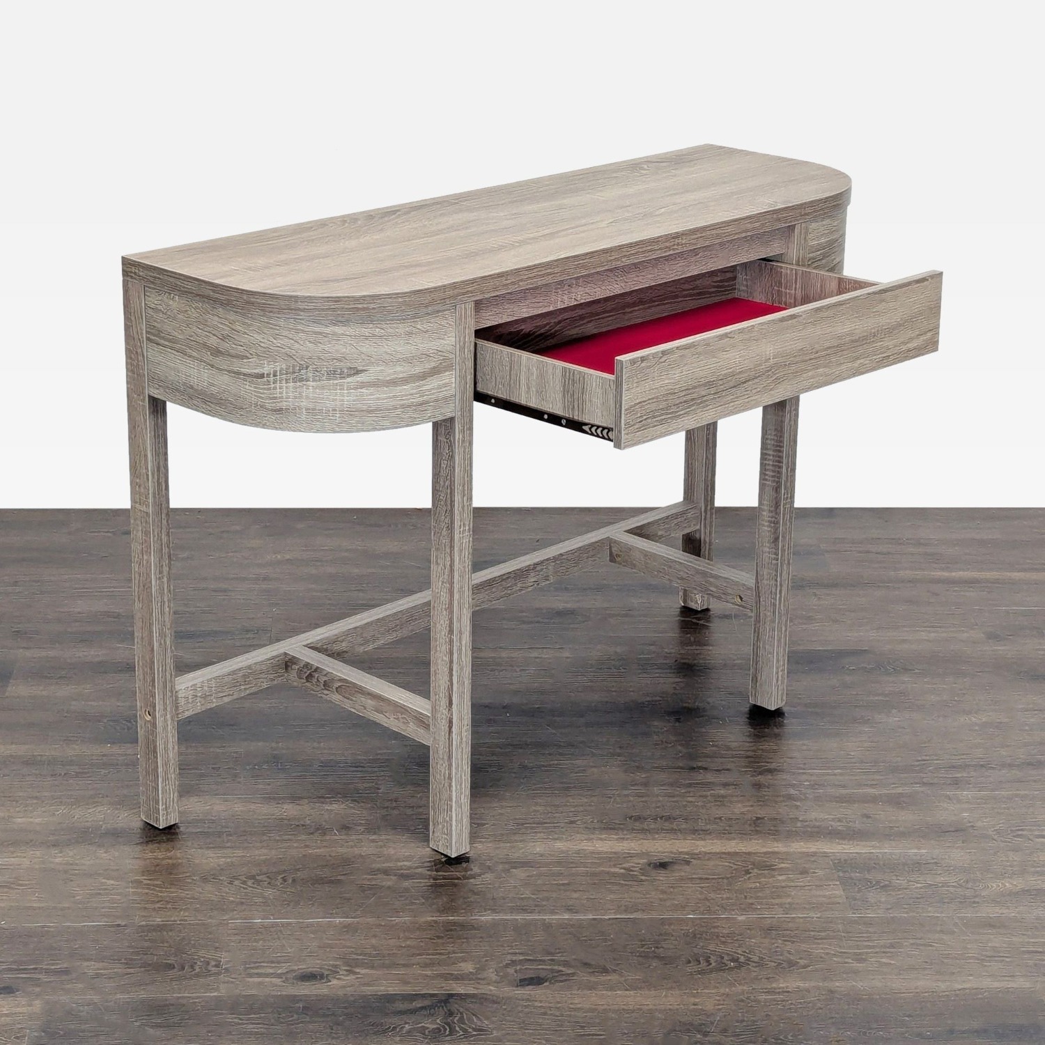 Wood One Drawer Demilune Console Table	 - image-2