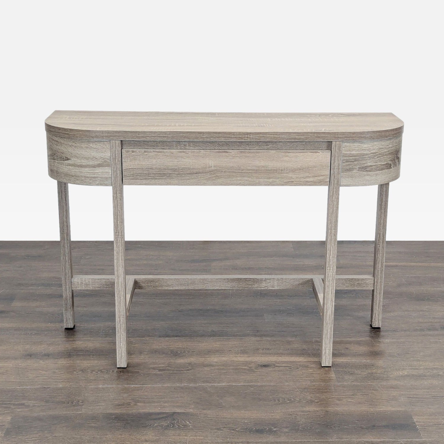 Wood One Drawer Demilune Console Table	 - image-1