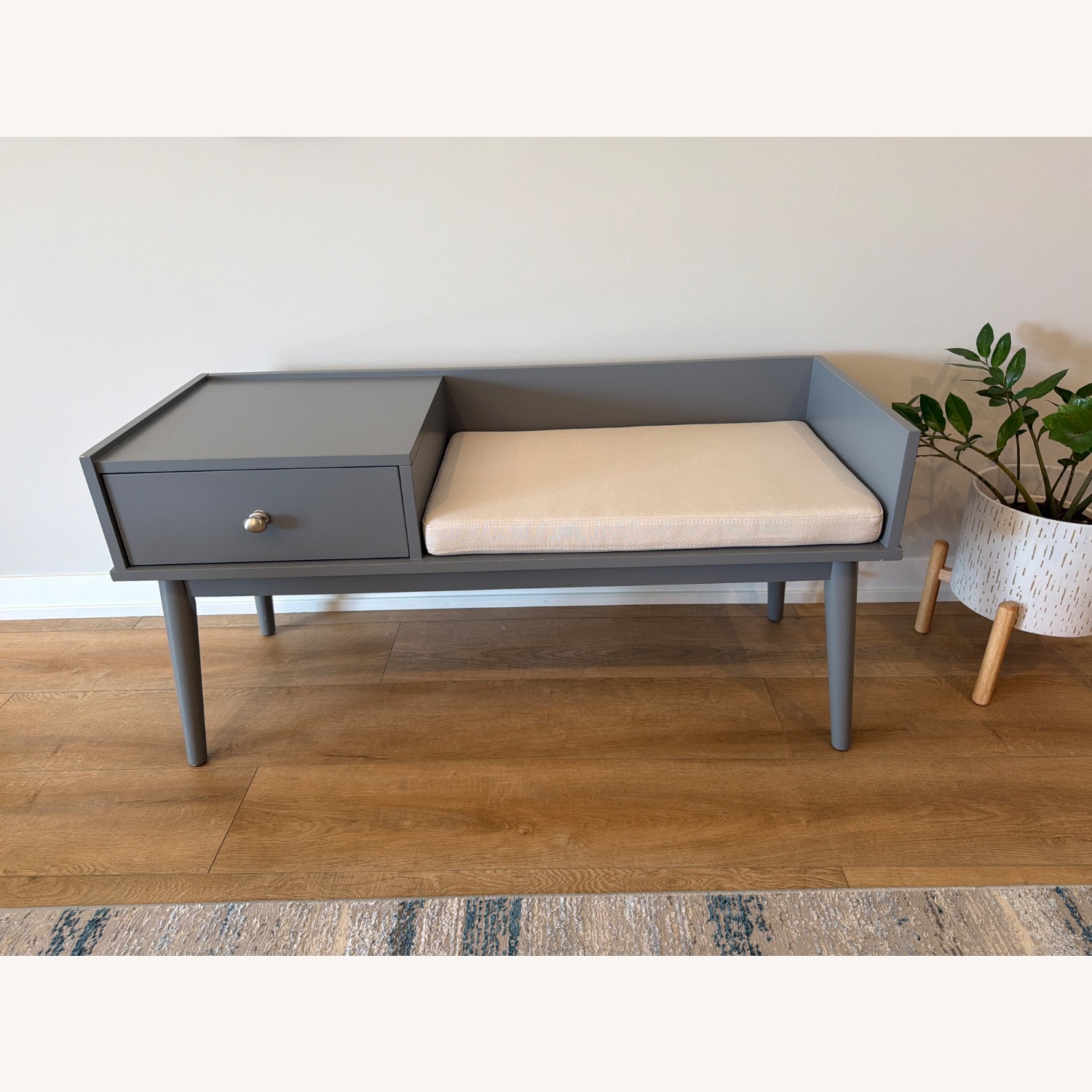 Wade Logan Light Gray Wood Bench - image-1