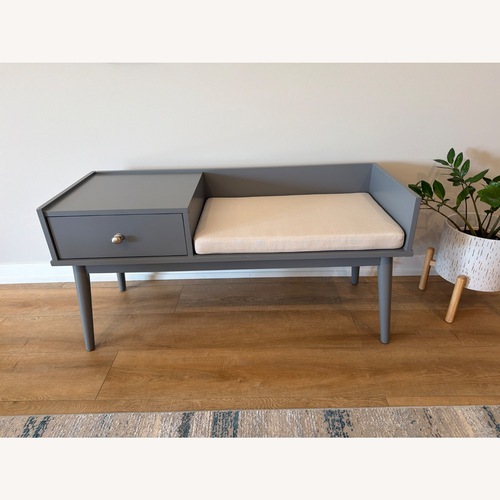Used Wade Logan Light Gray Wood Bench for sale on AptDeco