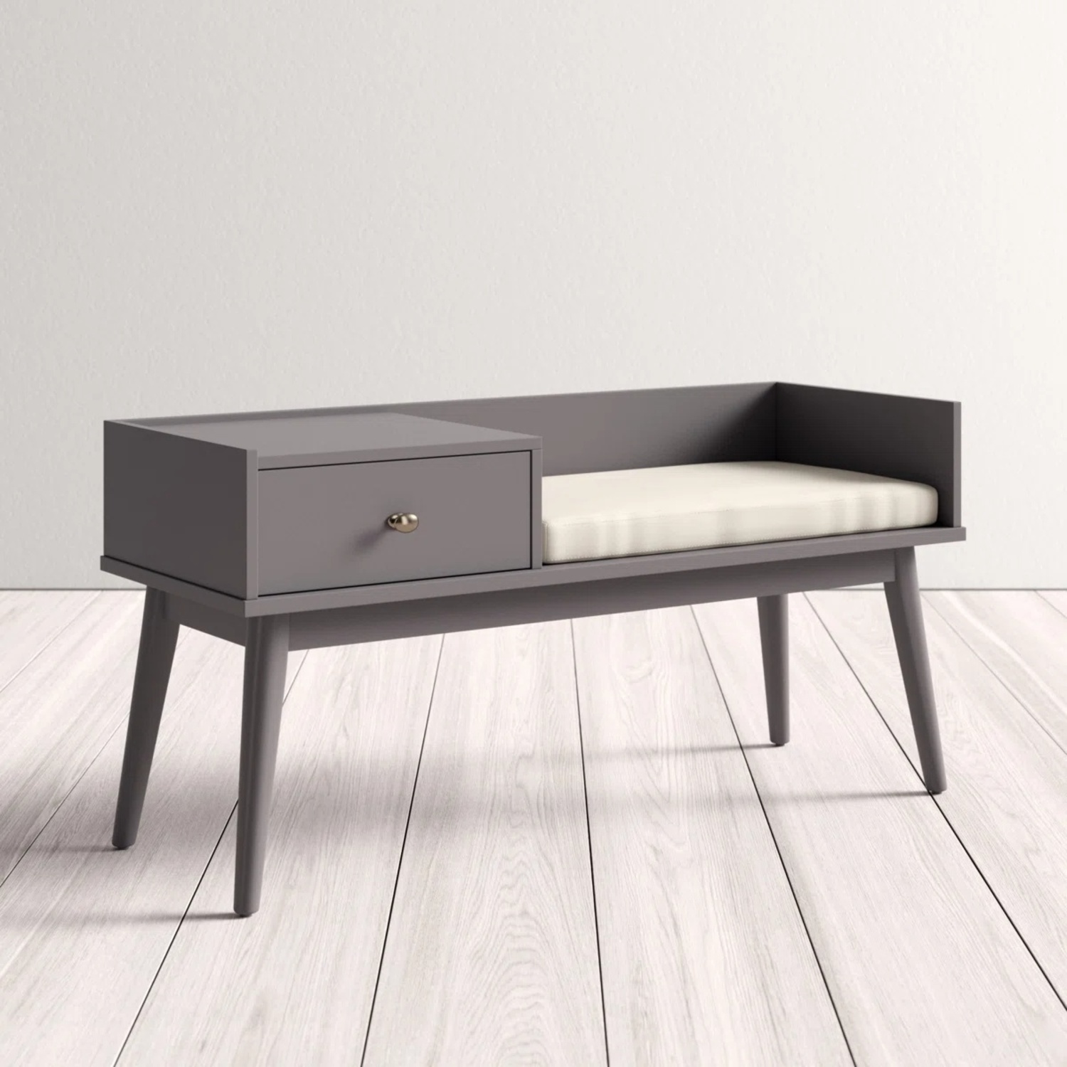 Wade Logan Light Gray Wood Bench - image-8