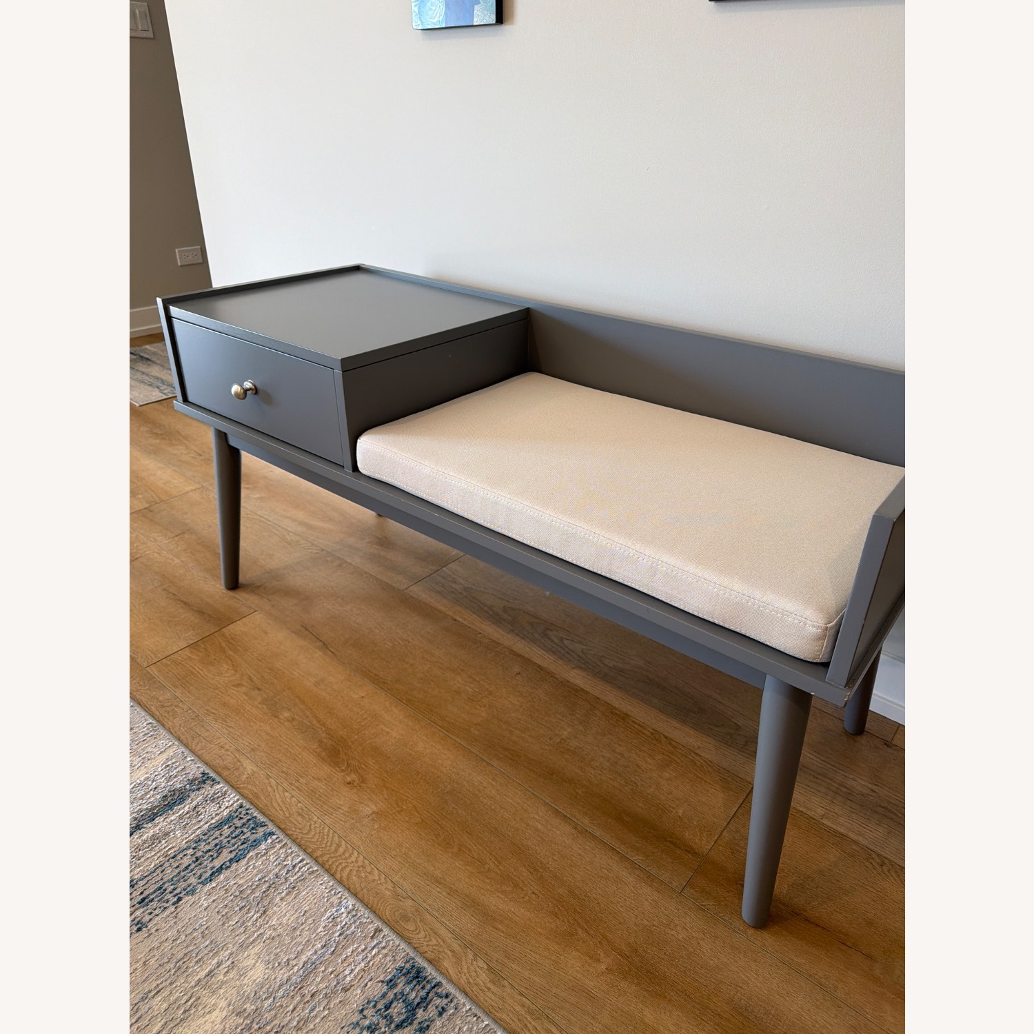 Wade Logan Light Gray Wood Bench - image-2