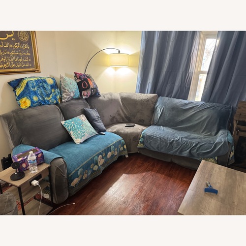 Used Raymour & Flanigan Light Gray 3+ Piece Sectional for sale on AptDeco