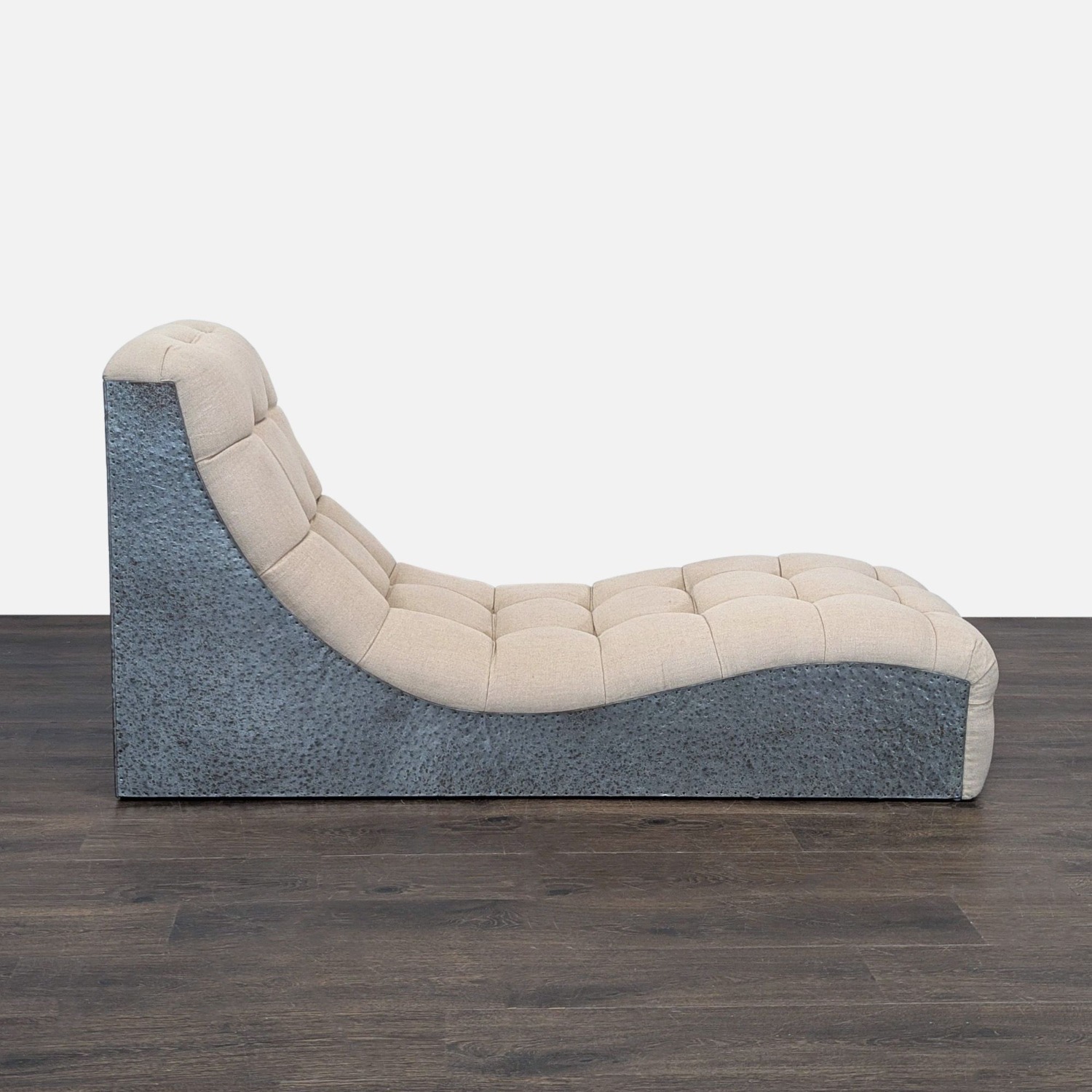 Modern Tufted Chaise Lounge in Beige  - image-3