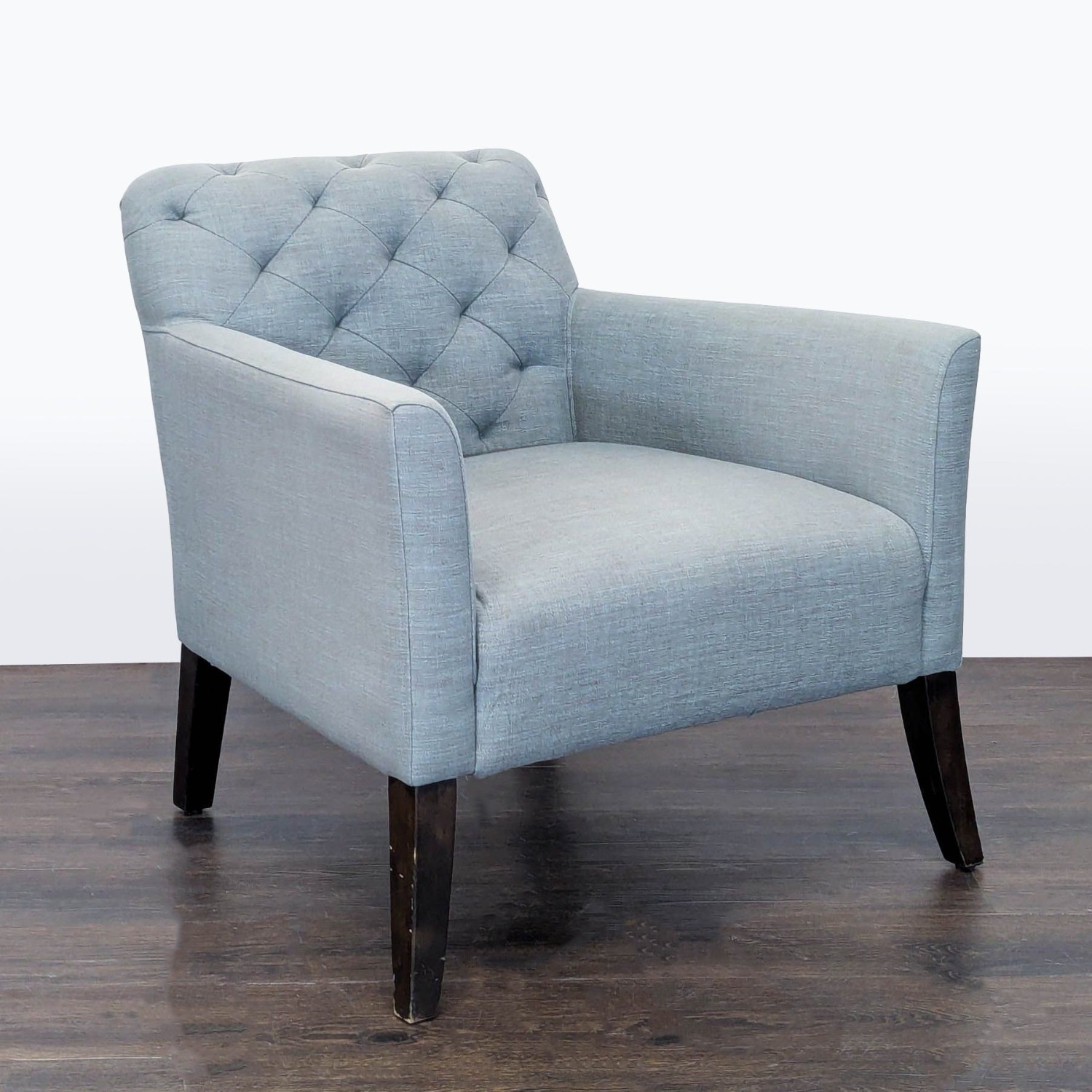 West Elm Elton Tufted Light Blue Lounge Chair - image-2