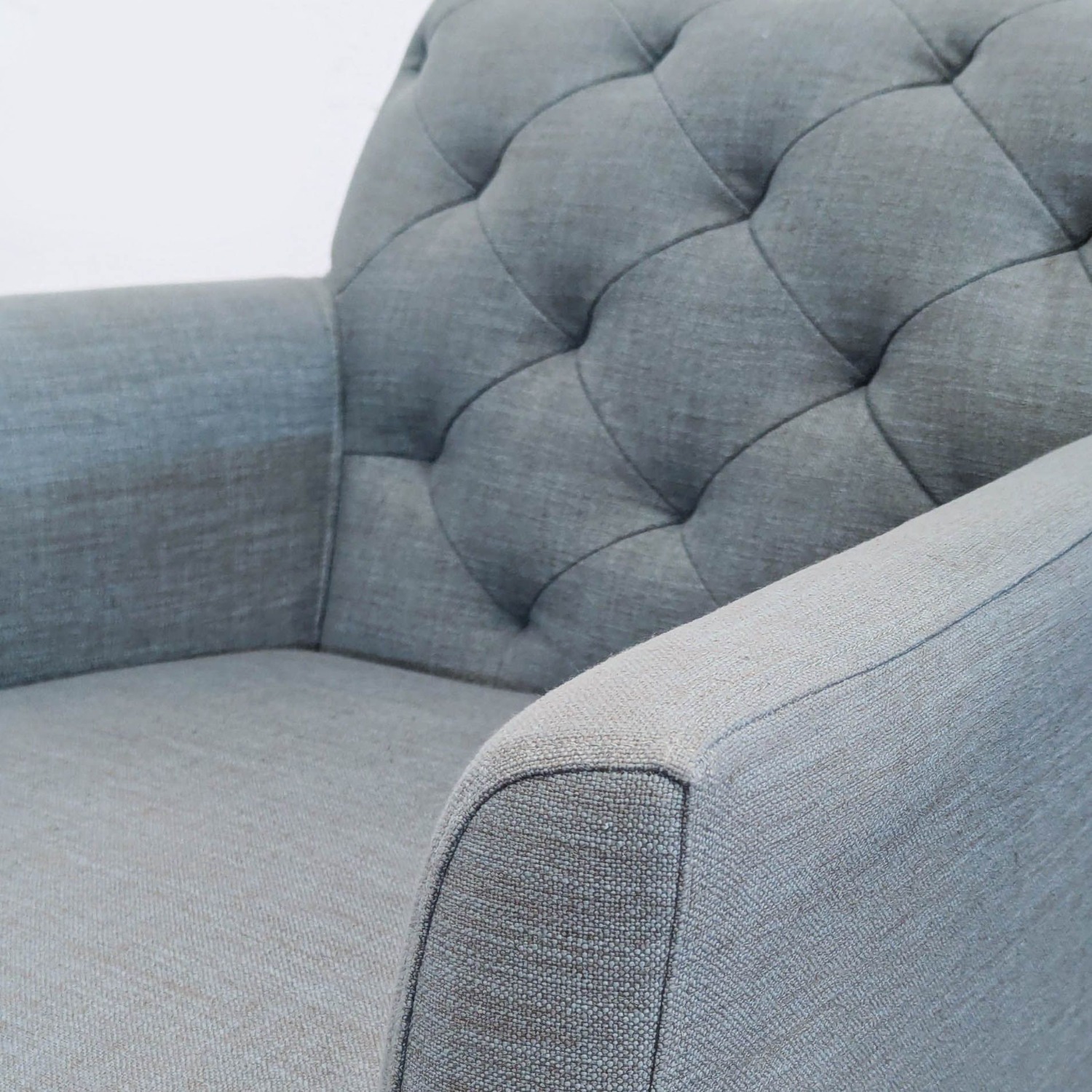 West Elm Elton Tufted Light Blue Lounge Chair - image-6