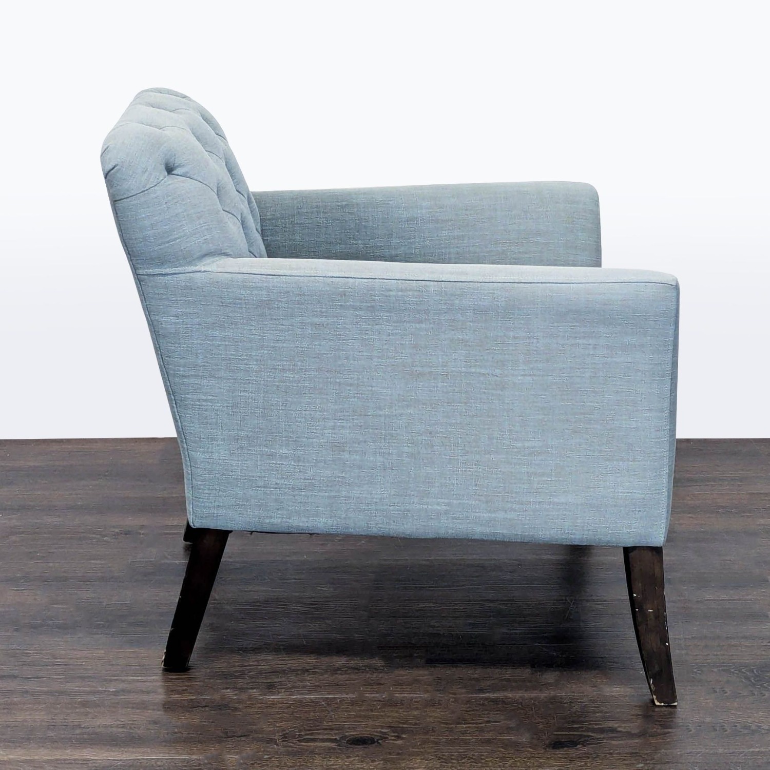 West Elm Elton Tufted Light Blue Lounge Chair - image-3