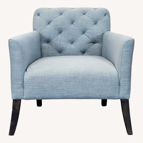 Used West Elm Elton Tufted Light Blue Lounge Chair for sale on AptDeco