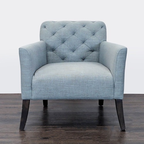 Used West Elm Elton Tufted Light Blue Lounge Chair for sale on AptDeco