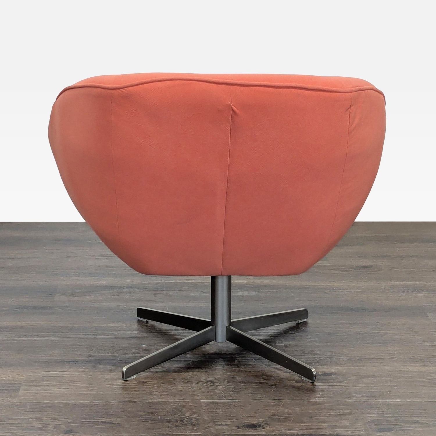 Modern Swivel Lounge Chair in Rust Fabric  - image-5