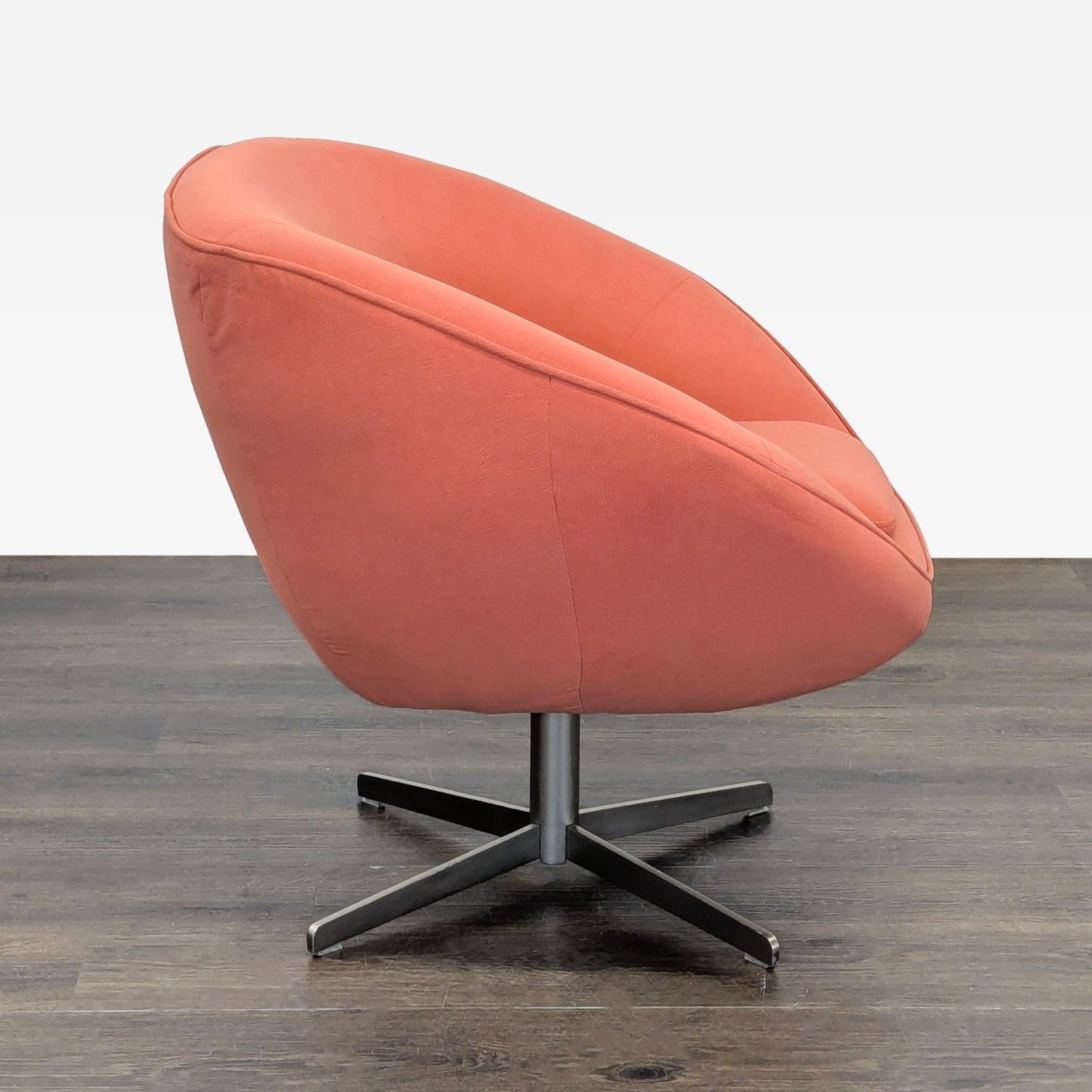 Modern Swivel Lounge Chair in Rust Fabric  - image-4