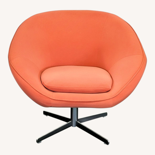 Used Modern Swivel Lounge Chair in Rust Fabric for sale on AptDeco