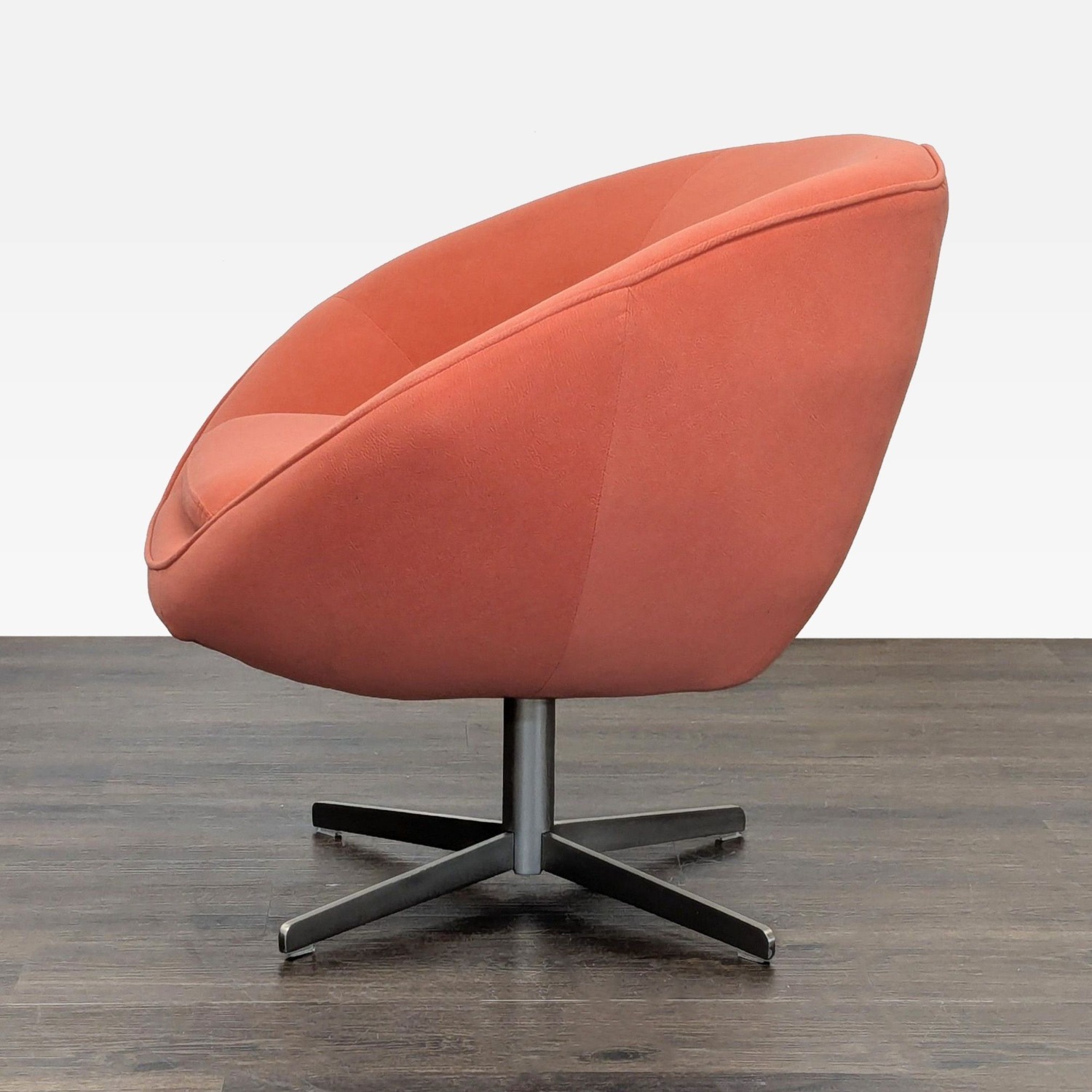 Modern Swivel Lounge Chair in Rust Fabric  - image-7