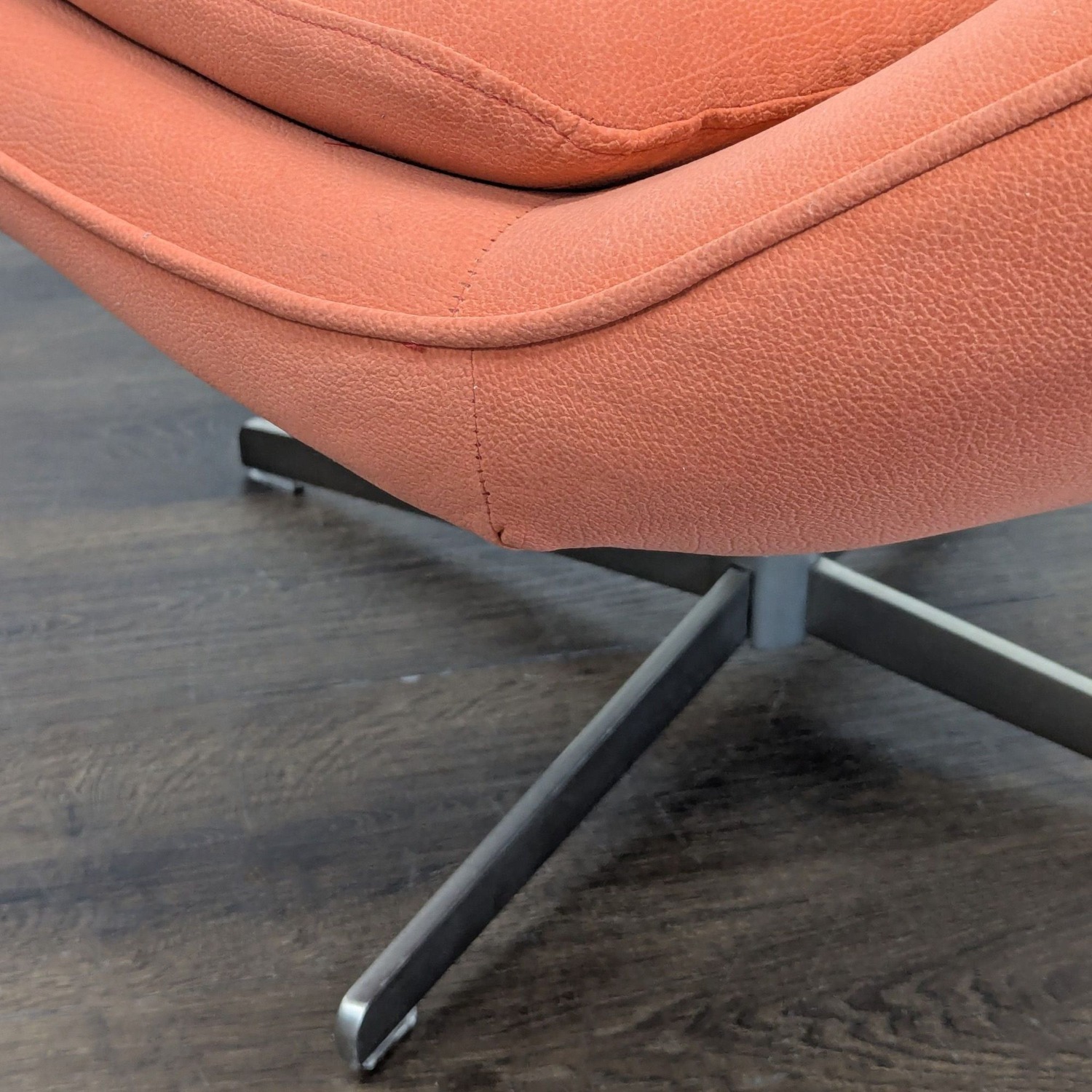 Modern Swivel Lounge Chair in Rust Fabric  - image-6