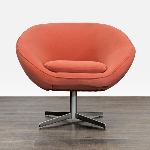 Used Modern Swivel Lounge Chair in Rust Fabric for sale on AptDeco