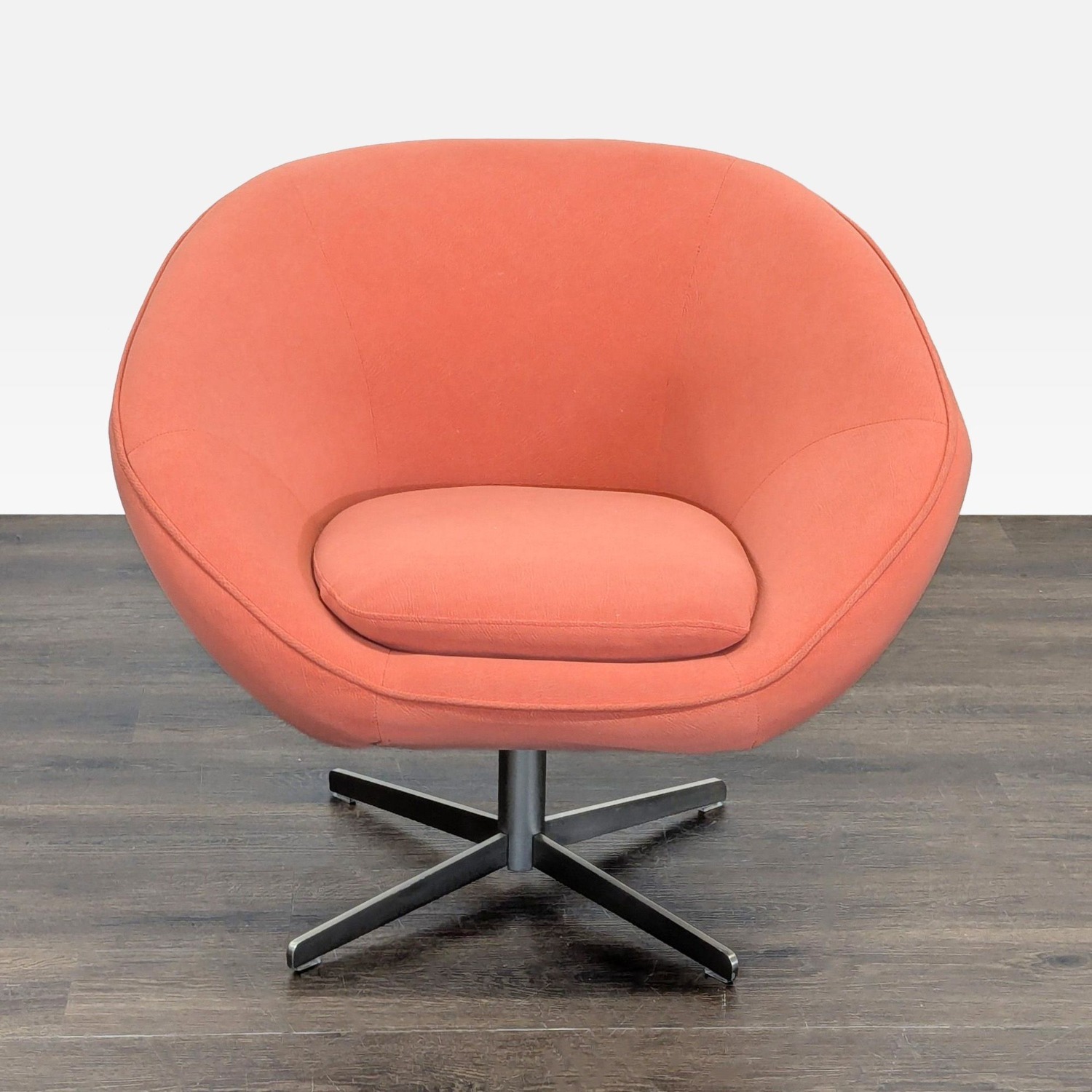 Modern Swivel Lounge Chair in Rust Fabric  - image-2