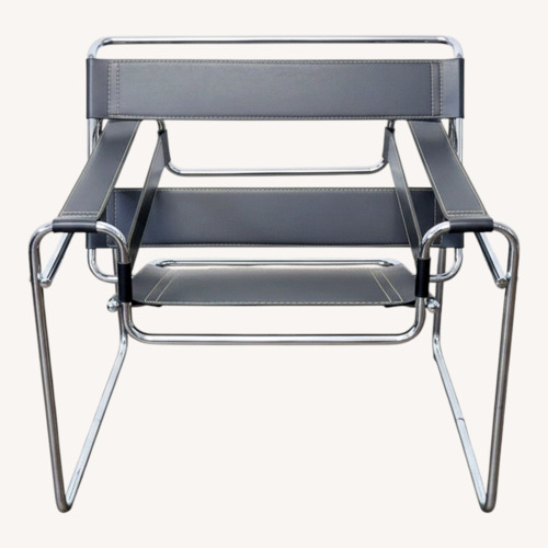 Used Modern Black Leather and Chrome Lounge Chair for sale on AptDeco