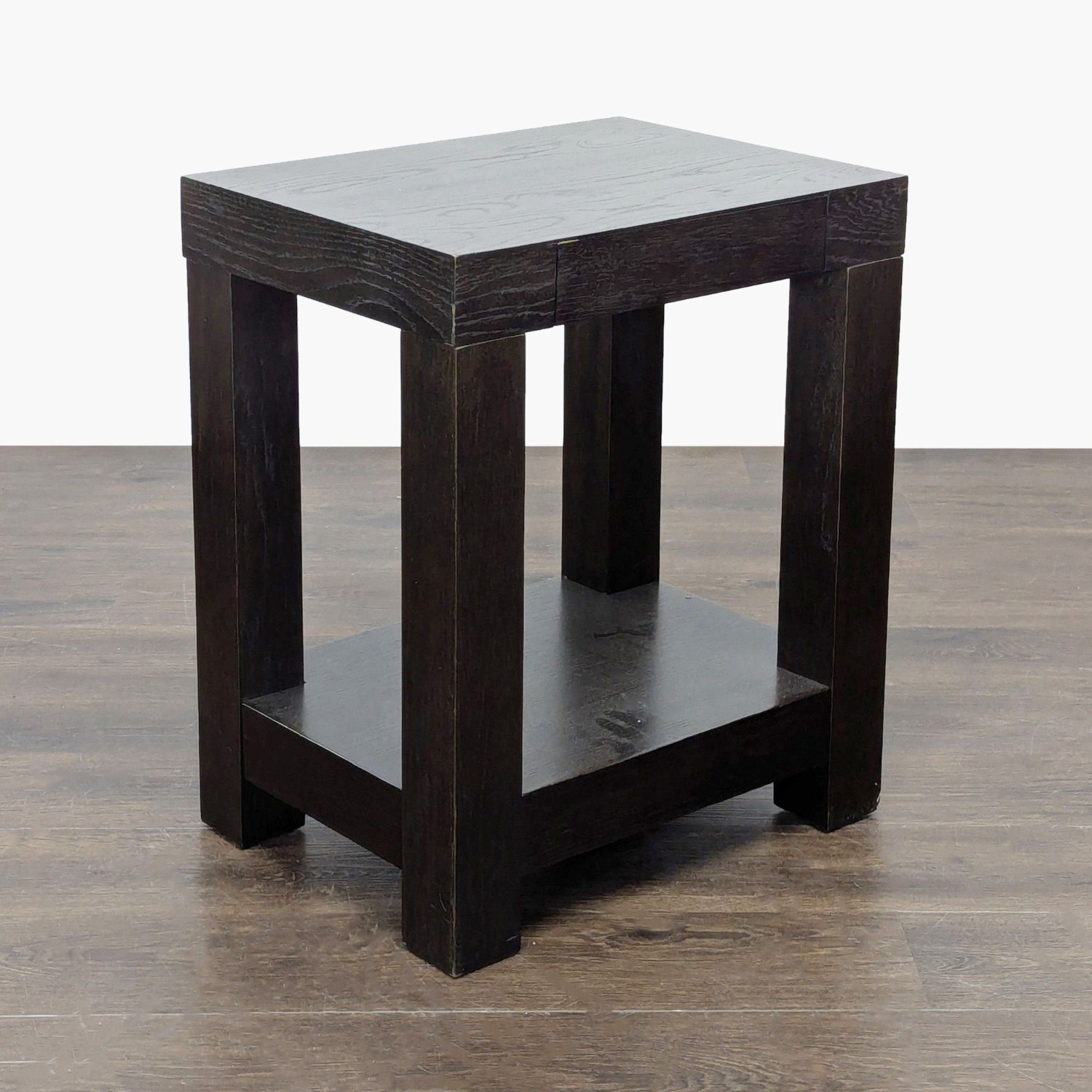 One Drawer Wood Side Table with Shelf	 - image-2