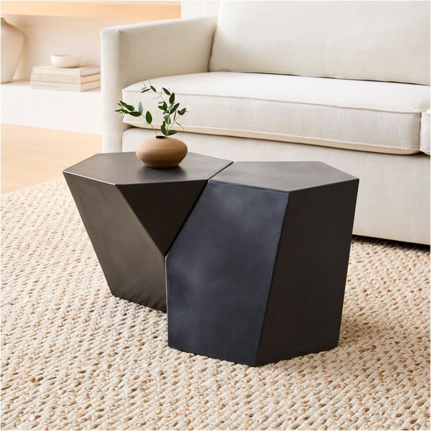 West Elm Black Concrete Coffee Table - image-6