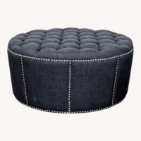 Button Tufted Ottoman with Nailhead Trim	