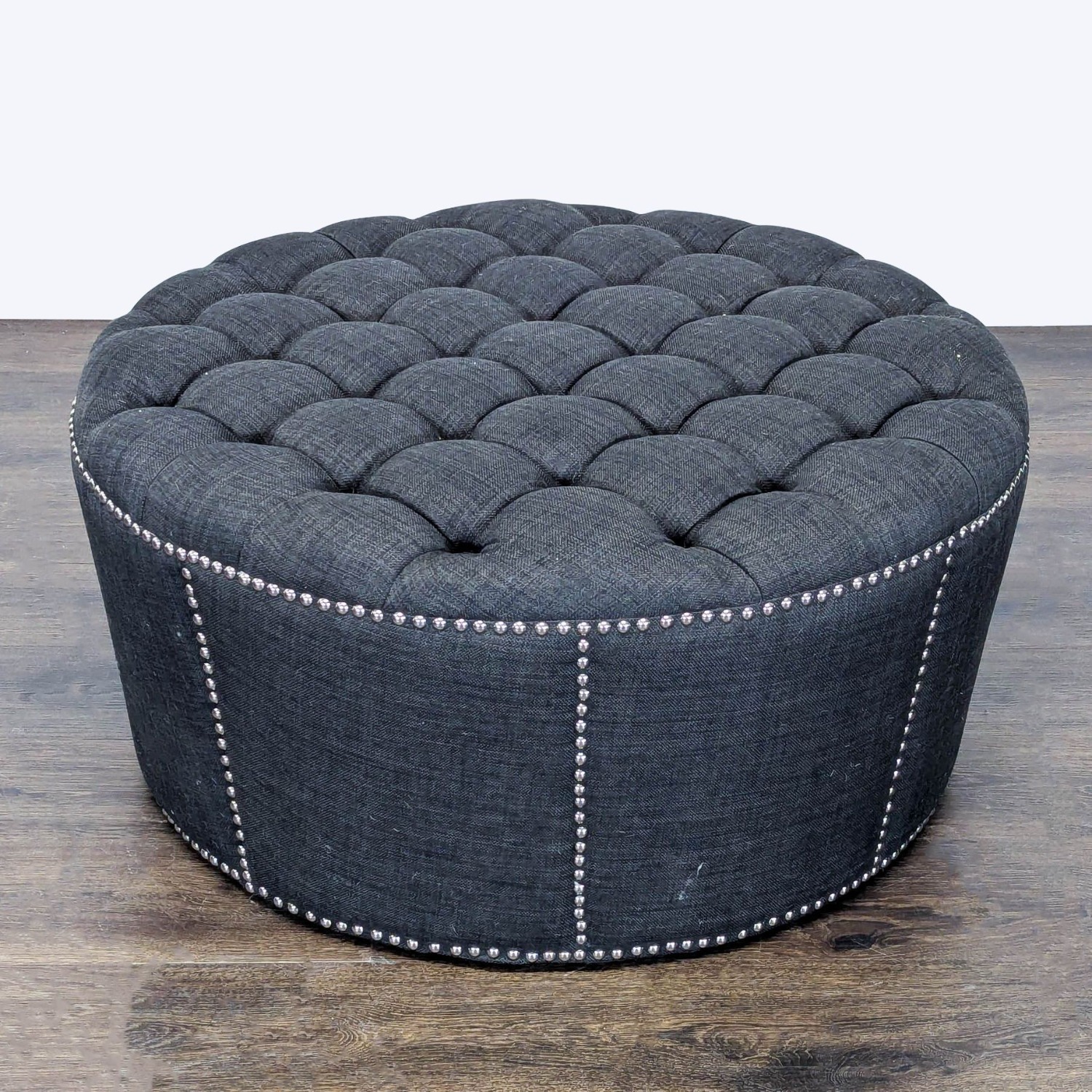 Button Tufted Ottoman with Nailhead Trim - image-3