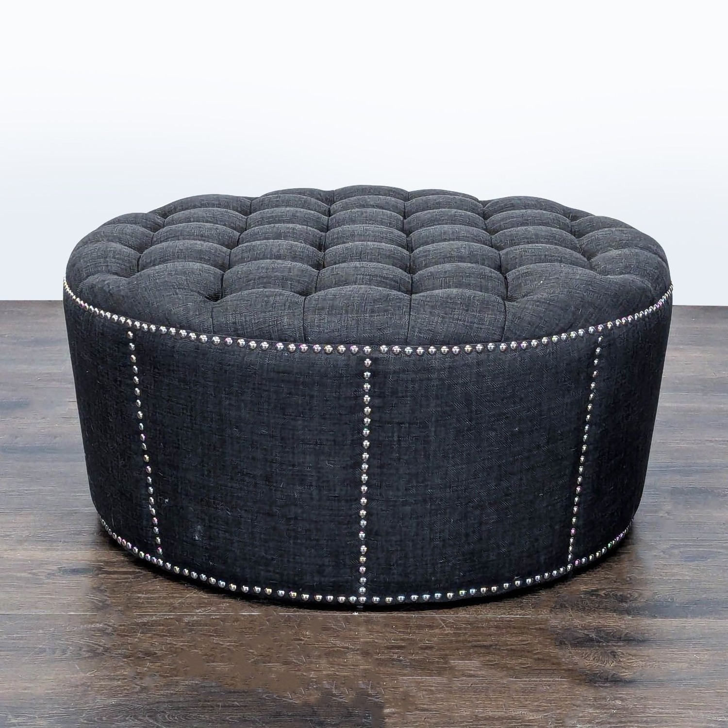 Button Tufted Ottoman with Nailhead Trim - image-1