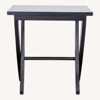 Wooden End Table with Curved Legs	