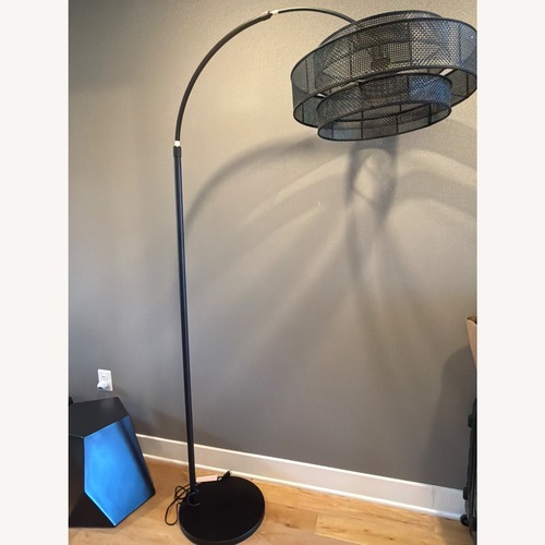 Used Wayfair Black Rattan Floor Lamp for sale on AptDeco