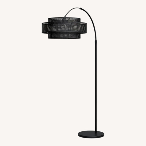 Used Wayfair Black Rattan Floor Lamp for sale on AptDeco