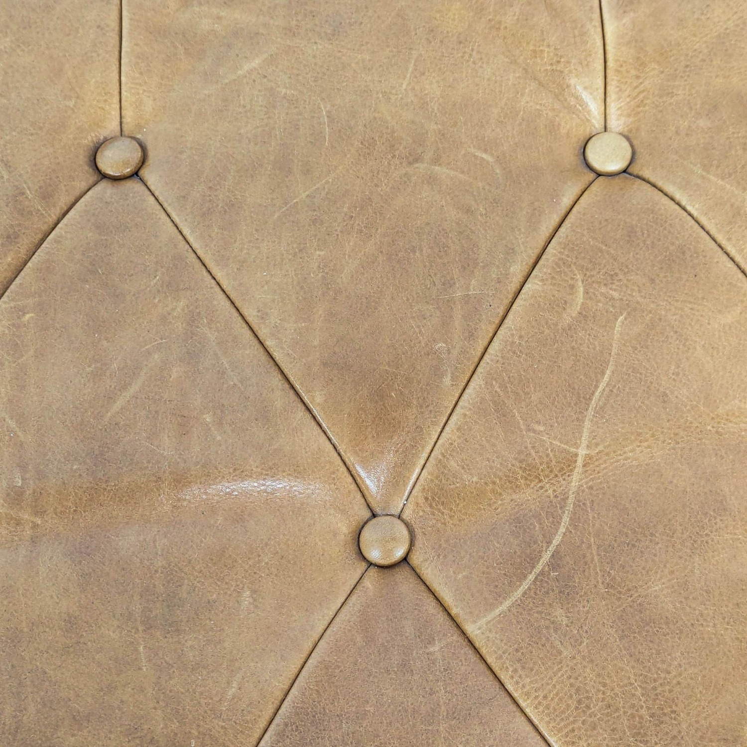 Wood and Leather Button-Tufted Bench	 - image-7