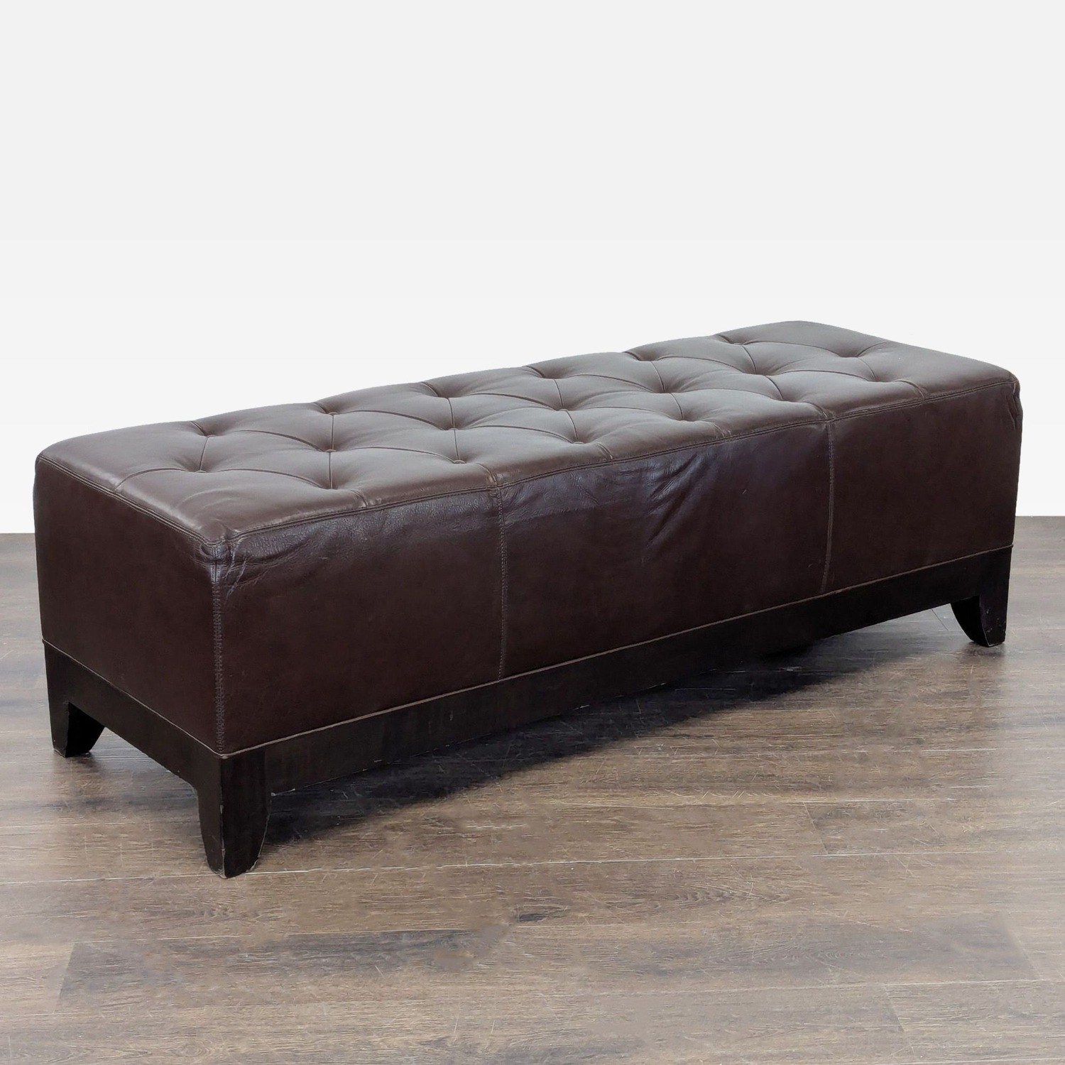 Leather Button Tufted Bench - image-2