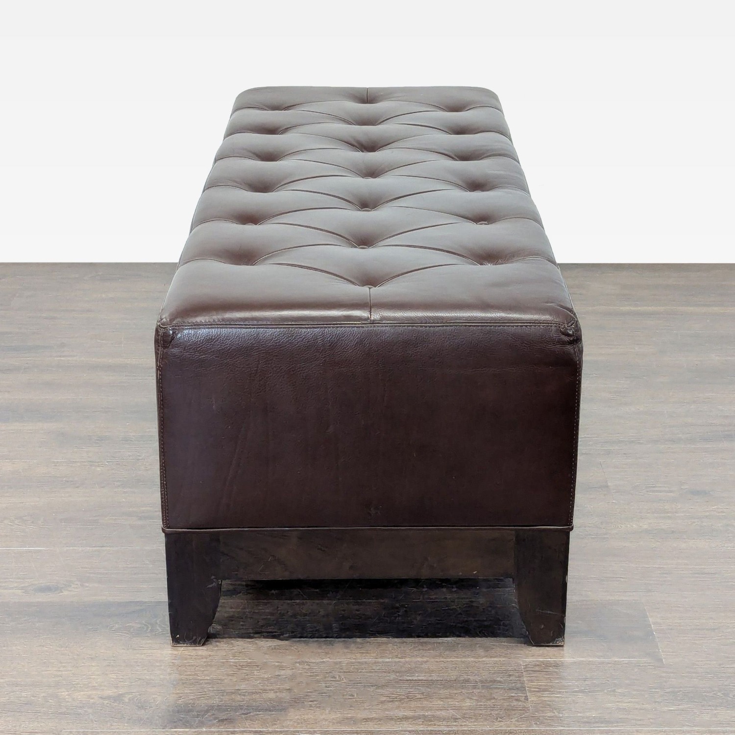 Leather Button Tufted Bench - image-3