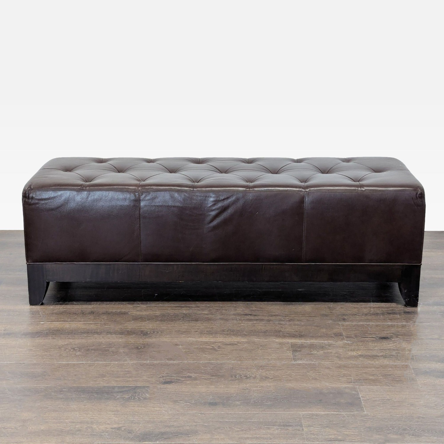 Leather Button Tufted Bench - image-1